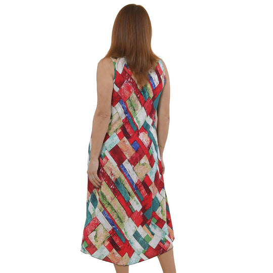TAMSY - bedrucktes Kleid, Viskose, 60x105 cm, mehrfarbig Block-Muster