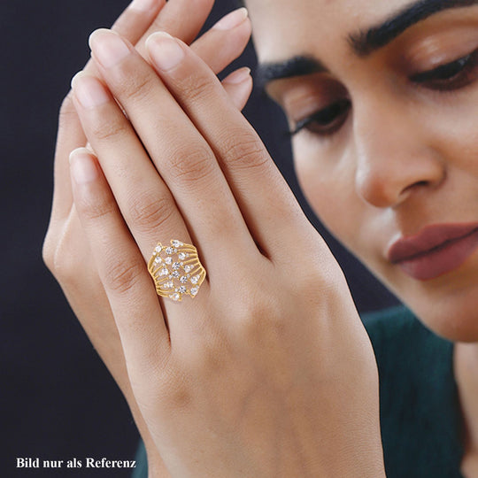 Celstial Twist Weißer Kristall Ring, Reiner Edelstahl, (Größe 16.00), goldfarben