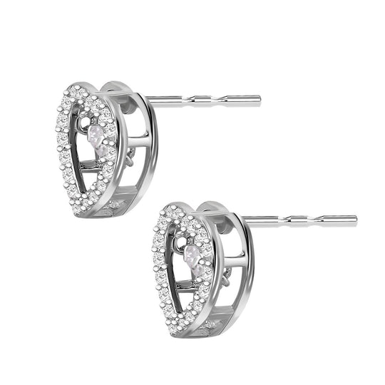 Weiße Zirkonia Ohrringe in Herzform, 925 Silber rhodiniert, ca. 1,50 ct