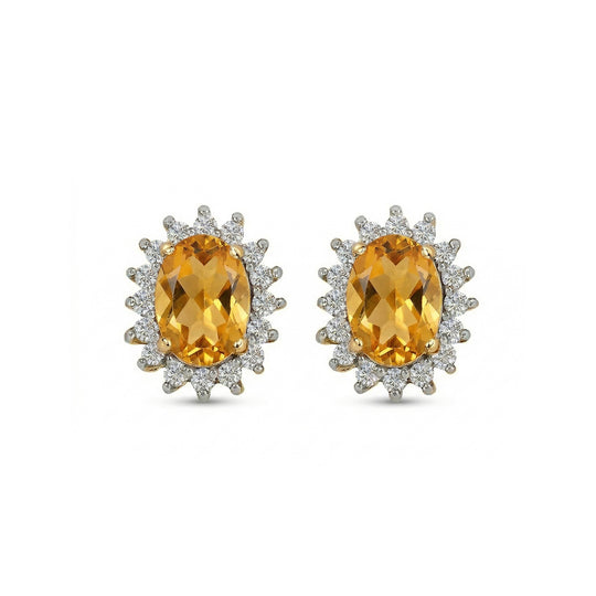 AA Citrin, Zirkon Ohrringe 925 Silber Gelbgold Vermeil ca. 1.71 ct