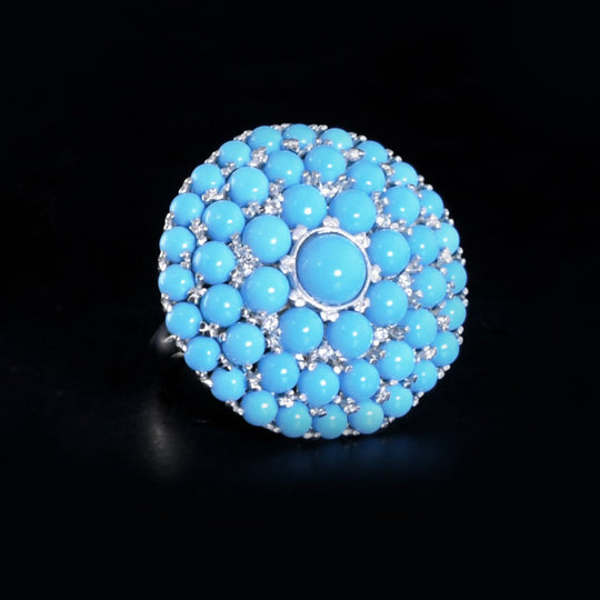 Amerikanischer, natürlicher Sleeping Beauty Türkis Ring, 925 Silber platiniert ca. 8.23 ct