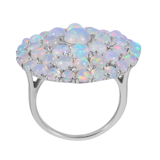 Natürlicher, äthiopischer Welo Opal Ring, 925 Silber platiniert (Größe 17.00) ca. 5.50 ct
