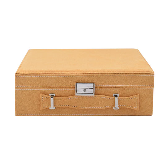 2-lagiges Schmuckkästchen, herausnehmbarem Tablett, anlaufgeschütztes Futter, 25,9 x 25,9 x 8,1 cm, biege