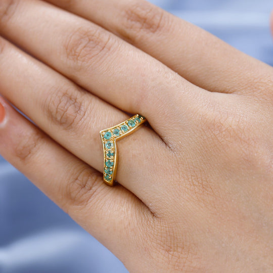 Kagem Sambischer Smaragd Ring, 925 Silber vergoldet ca. 0.40 ct