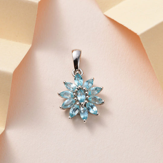 Paraiba-Apatit Anhänger 925 Silber platiniert ca. 1.05 ct