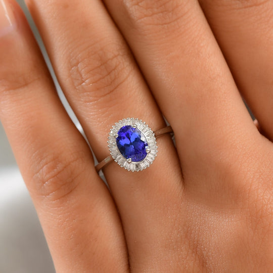 RHAPSODY AAAA Tansanit und Diamant-Ring, VS2 E-F, 950 Platin (Größe 16.00) ca. 1.49 ct