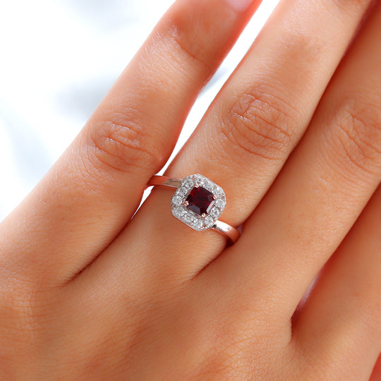 Anthill Granat und Zirkon Ring 925 Silber rosévergoldet (Größe 16.00) ca. 0,96 ct