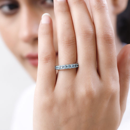 Paraiba-Apatit Ring 925 Silber platiniert ca. 0.83 ct