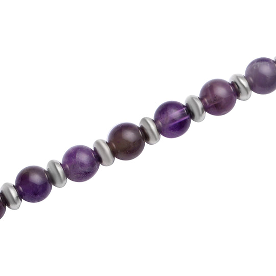 Afrikanische Amethyst-Halskette, ca. 45 cm, silberfarben ca. 101,00 ct