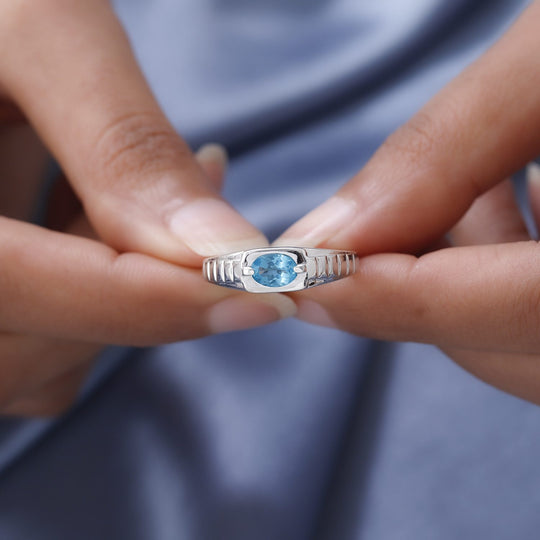 Paraiba-Apatit Ring 925 Silber platiniert ca. 0.84 ct