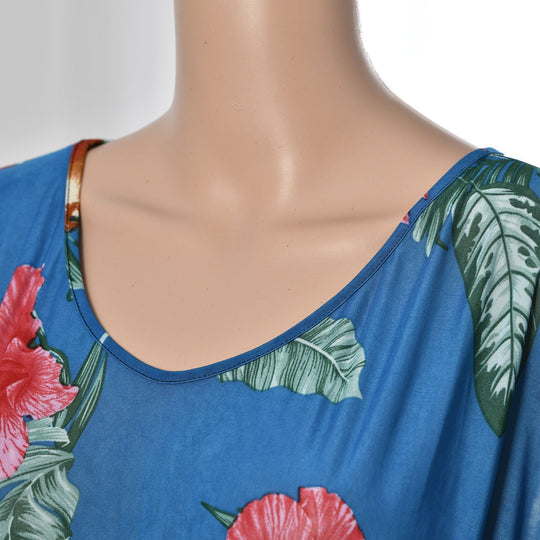 Kurzärmeliges, tailliertes Maxikleid, Größe: 27x132cm, blau