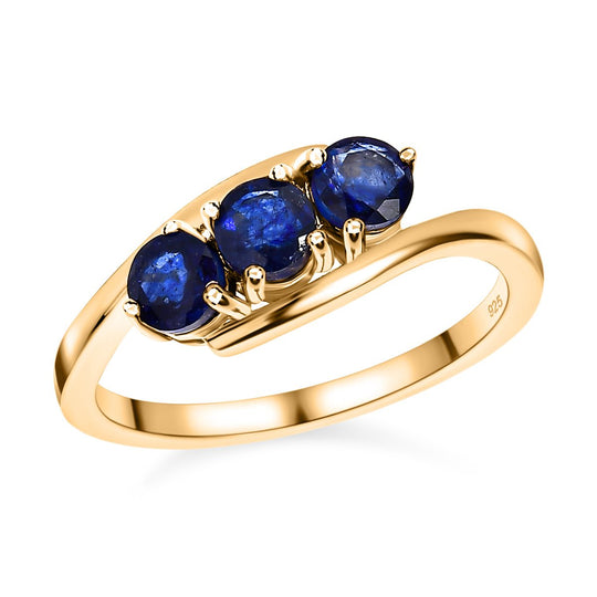 Masoala Saphir (Fissure gefüllt) Ring, 925 Silber vergoldet, ca. 1.26 ct