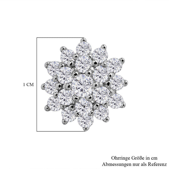 Lustro Stella - Weiße Zirkonia Ohrringe, 925 Silber rhodiniert ca. 1.86 ct
