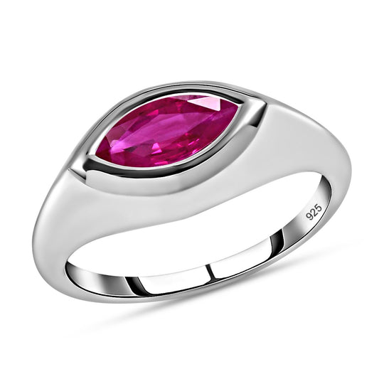 Afrikanischer Rubin (Fissure gefüllt) Ring, 925 Silber platiniert (Größe 20.00) ca. 1.43 ct