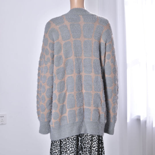Cardigan mit 2 Taschen, Einheitsgröße, 64x84cm, grau und pfirsichfarben