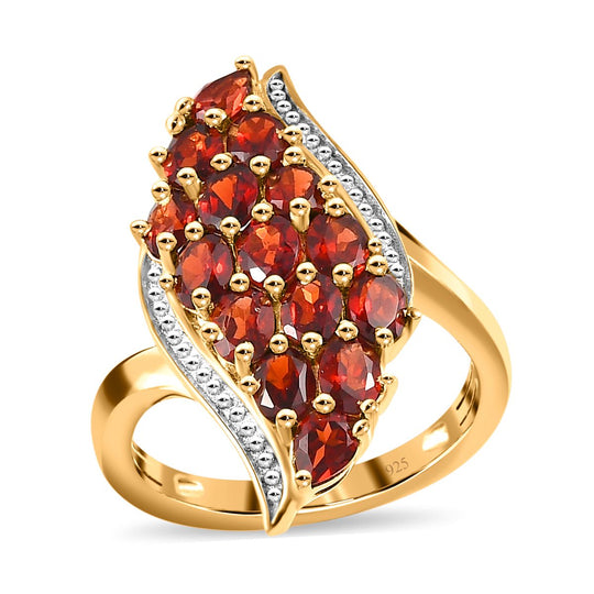Natürlicher Mosambik Granat Ring 925 Silber vergoldet ca. 2.88 ct