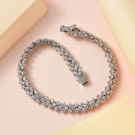 88 Facetten Moissanit Armband, ca. 20 cm 925 Silber platiniert ca. 8.64 ct