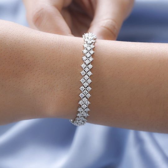 88 Facetten Moissanit Armband, ca. 20 cm 925 Silber platiniert ca. 8.64 ct