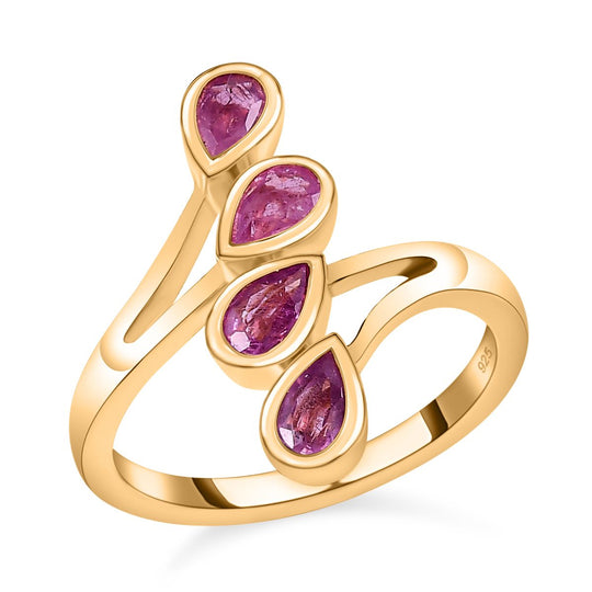 Ilakaka Rosa Saphir (Fissure gefüllt) Ring, 925 Silber vergoldet ca. 1.20 ct