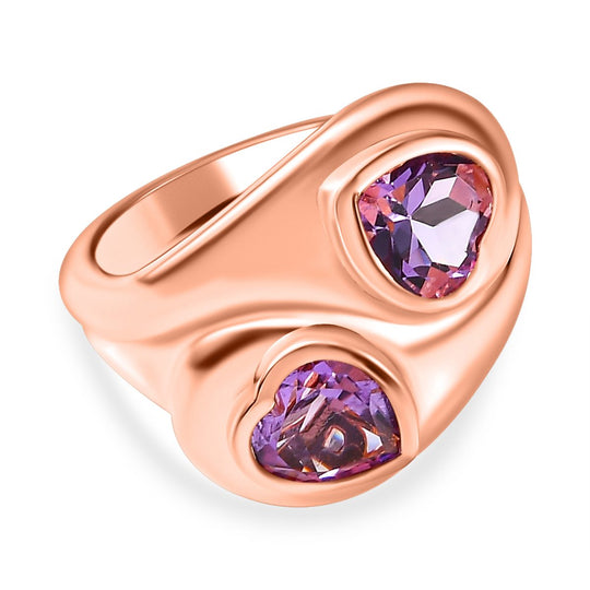 GP Amore Kollektion - Rose De France Amethyst, Kanchanaburi Blauer Saphir Ring, 925 Silber Roségold Vermeil (Größe 20.00) ca. 2.03 ct