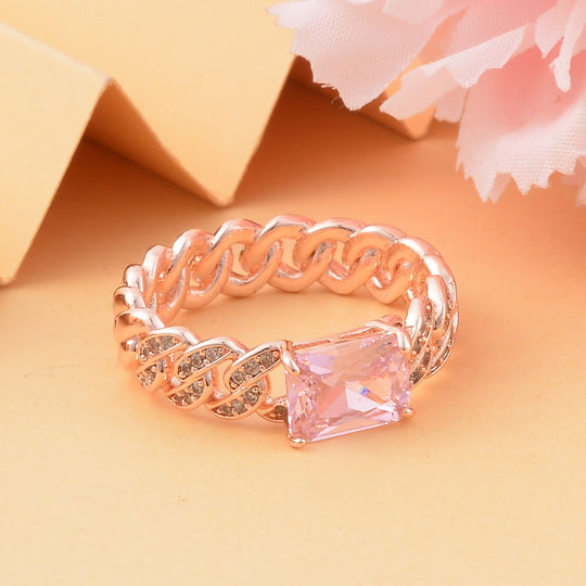 Rosa Zirkonia, weißer Zirkonia Ring, ca. 0.30 ct