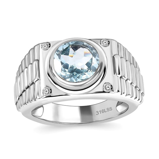 Himmelblauer Topas Ring Edelstahl ca. 2.23 ct