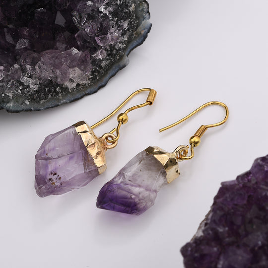 Afrikanischer Amethyst Ohrringe, goldfarben ca. 18.00 ct