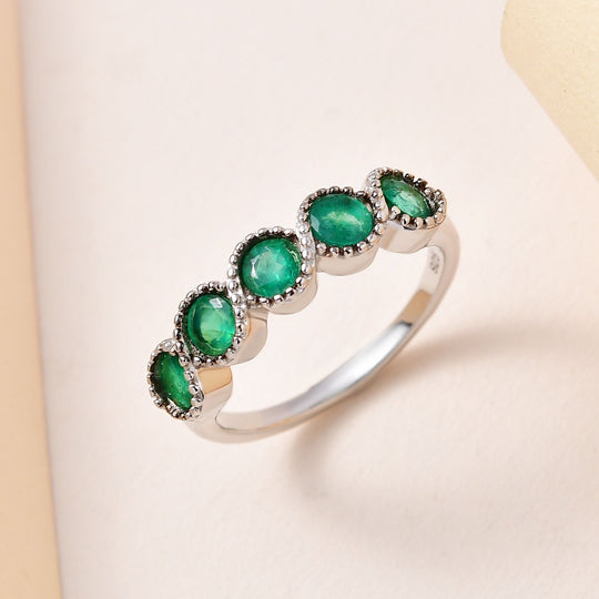 Kagem Sambischer Smaragd Ring, 925 Silber platiniert ca. 1.00 ct