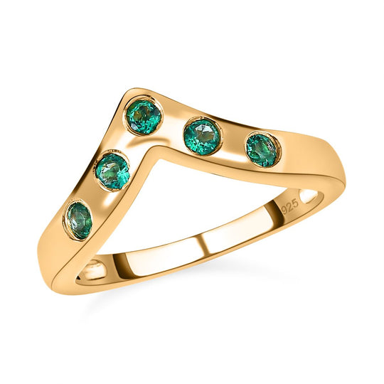 Kolumbianischer Smaragd Ring, 925 Silber Gelbgold Vermeil ca. 0.31 ct