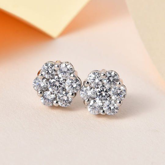 LUSTRO STELLA - AAA Zirkonia Ohrringe, 925 Silber platiniert, ca. 3.05 ct