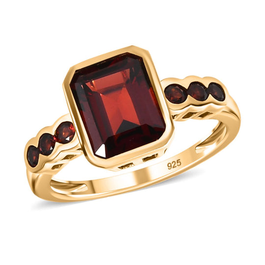 Natürlicher Mosambik Granat Ring, 925 Silber vergoldet ca. 3.08 ct