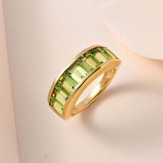 Natürlicher Peridot Ring, 925 Silber vergoldet ca. 5.52 ct