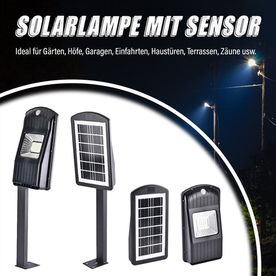 Solarlampe mit Sensor für den Außenbereich, 6x6.4x31cm, Schwarz