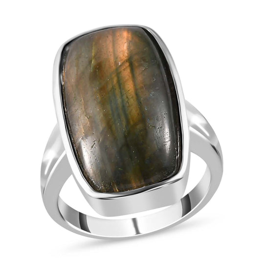 Labradorit Ring, Edelstahl ca. 5.96 ct