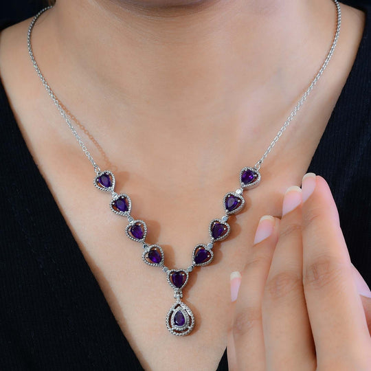 Afrikanischer Amethyst Halskette ca. 45 cm Edelstahl ca. 3.57 ct