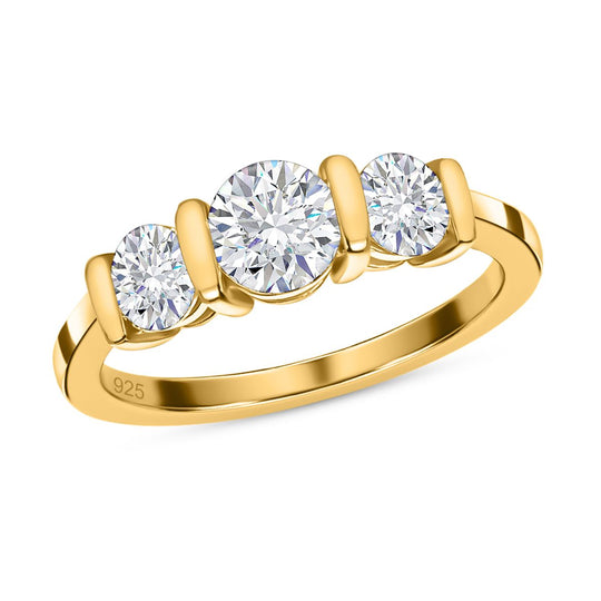 Zirkonia Ring, 925 Silber vergoldet, , ca. 1.78 ct
