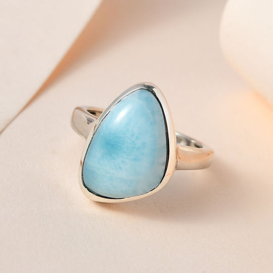 Larimar Ring, 925 Silber platiniert, , ca. 9.03 ct