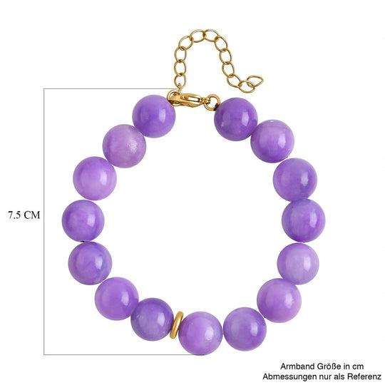 Lila Quarzit Armband, (11-13mm), ca. 19 cm, ca. 200.00 ct, vergoldet 200.00 ct