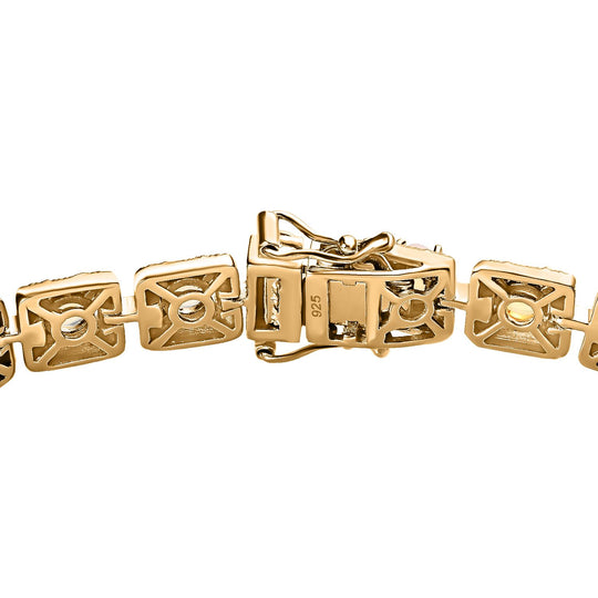 Natürlicher, äthiopischer Welo Opal Armband ca. 20 cm 925 Silber Gelbgold Vermeil ca. 4.29 ct