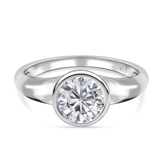 Moissanit Solitär Ring, 925 Silber platiniert, ca. 1.18 ct