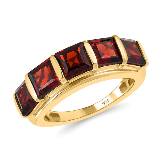 Mosambik Granat Ring, 925 Silber vergoldet, ca. 4.38 ct