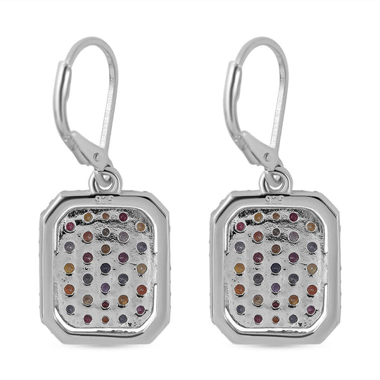 AA Mehrfarbige Saphir Ohrringe, 925 Silber platiniert ca. 3.14 ct