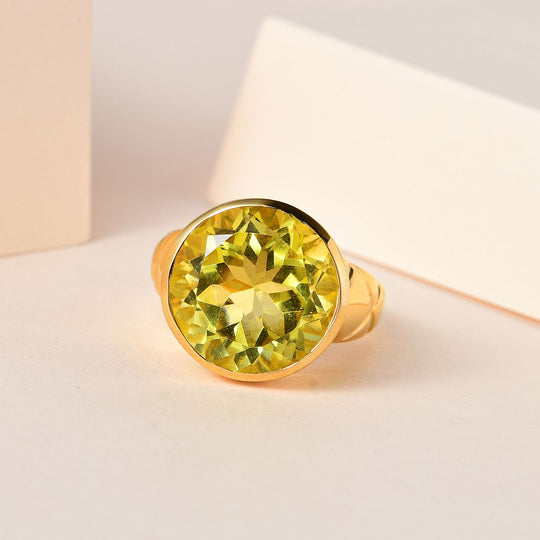 Ouro Verde-Quarz Ring, 925 Silber vergoldet ca. 9.26 ct