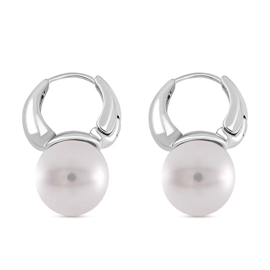 Pfirsich (11-13mm) Muschelkernperle Ohrringe, Messing
