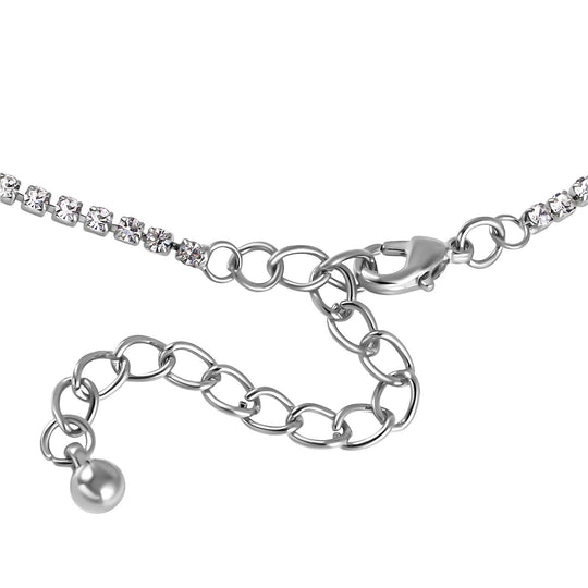 Wasserfall weißes Kristall Collier,, ca. 50 cm, silberfarben