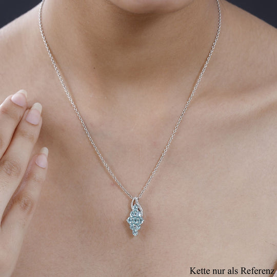 Minz Apatit, weißer Zirkon Anhänger, 925 Silber platiniert ca. 1.93 ct