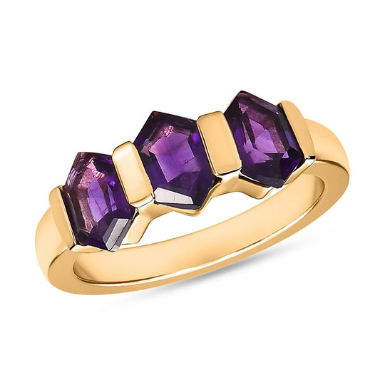 AA Afrikanischer Amethyst Ring, 925 Silber vergoldet ca. 1.85 ct