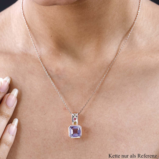 Rose De France Amethyst, mehrfarbiges Turmalin Anhänger, 925 Silber rosévergoldet ca. 6.04 ct