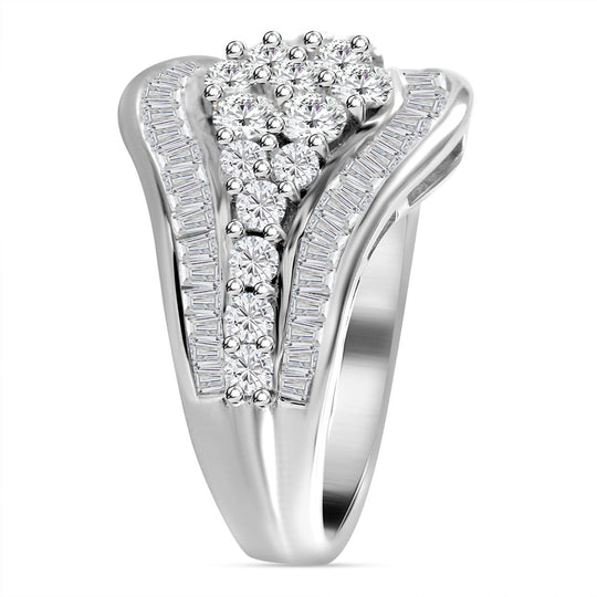 LUSTRO STELLA - Weißer Zirkonia Ring, 925 Silber rhodiniert, ca. 2.54 ct