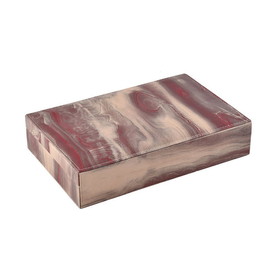 Ringkoffer mit 8 Kettenhaken und Taschen, Marmoriert, 29x19x6 cm, Orange